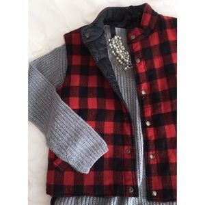 Wool plaid buffalo check print Vest (E)